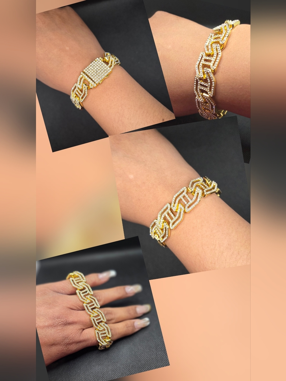 Zig Zag Cubic Link 18k Gold-Filled Bracelet 8in. -Unisex
